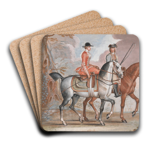 A Lady and a Gentleman Riding Out by James Seymour Art Drink Coaster set A Lady and a Gentleman Riding Out by James Seymour Art Drink Coaster set