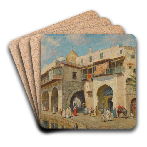 The Admiral's Palace, AlgiersHarbor by Addison Thomas Millar Art Drink Coaster set