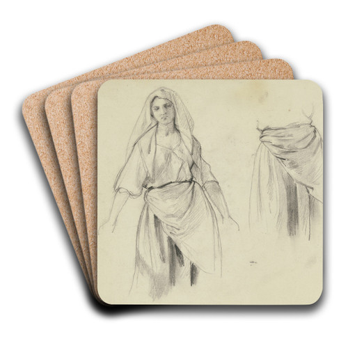 Study sheet; farmwoman by Jakob Becker Art Drink Coaster set