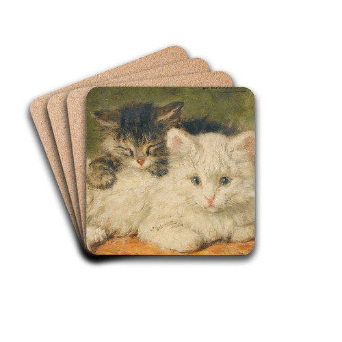 Two Kittens by Henritte Ronner-Knip Drink Coasters - set of 4