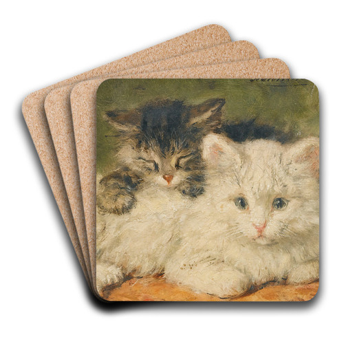 Two Kittens by Henritte Ronner-Knip Art Drink Coaster set