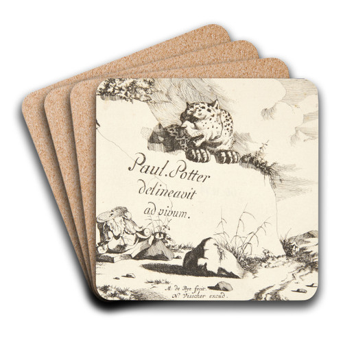Titelblad til Leoparder by Marcus de Bye Art Drink Coaster set