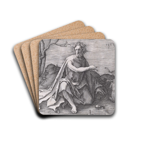 Saint John the Baptist in the Desert by Lucas Van Leyden Drink Coasters - set of 4 Saint John the Baptist in the Desert by Lucas Van Leyden Drink Coasters - set of 4