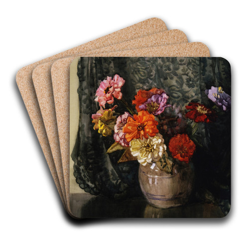Zinnias by Dorothy Richmond Art Drink Coaster set