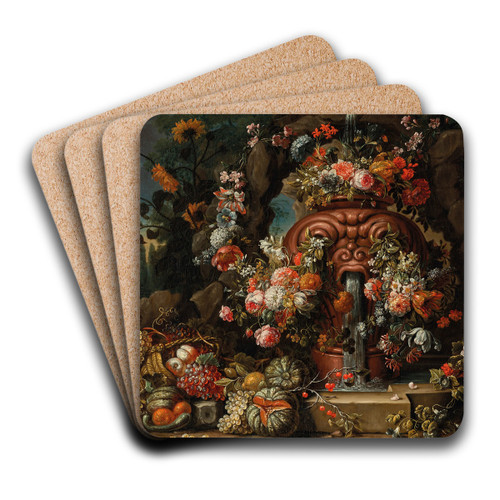 Fontaine aux fleurs by Gaspar Peeter Verbruggen the Younger Art Drink Coaster set
