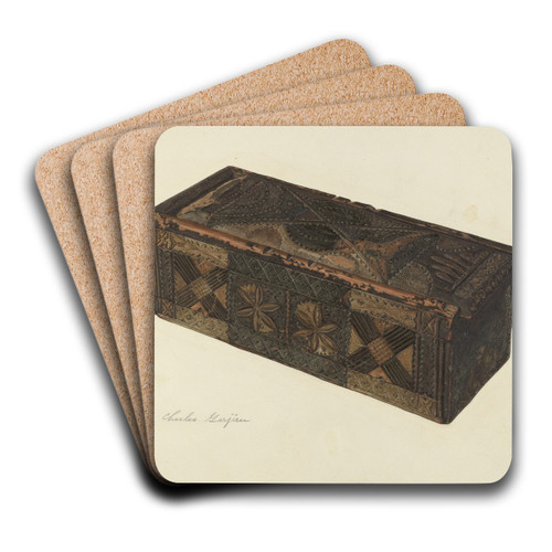 Carved Box by Charles Garjian Art Drink Coaster set