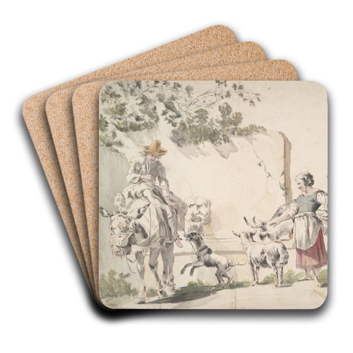 Peasants Going toMarket by Nicolaes Pietersz. Berchem Art Drink Coaster set Peasants Going toMarket by Nicolaes Pietersz. Berchem Art Drink Coaster set