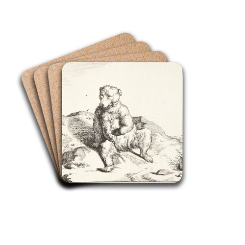 Siddende bjrn, set forfra by Marcus de Bye Drink Coasters - set of 4