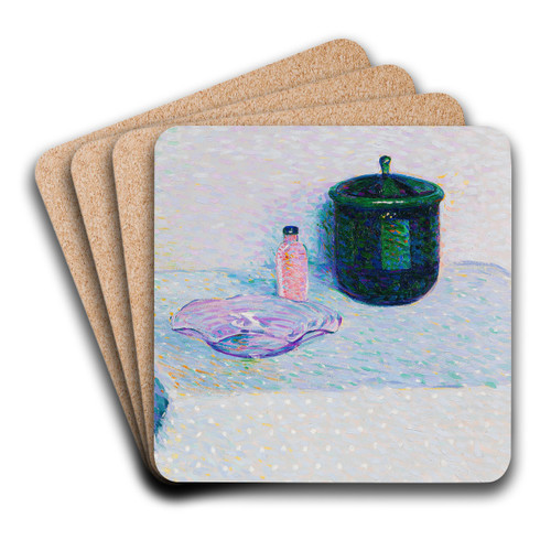 Stillleben mit Schale, Flschchen und Deckeldose by Curt Herrmann Art Drink Coaster set