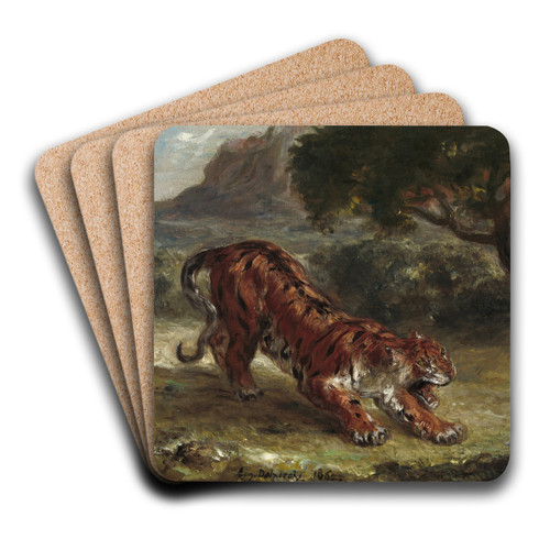 Tiger and Snake by Eugne Delacroix Art Drink Coaster set Tiger and Snake by Eugne Delacroix Art Drink Coaster set