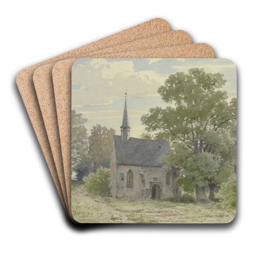 Chapel near Ockstadt by Carl Theodor Reiffenstein Art Drink Coaster set