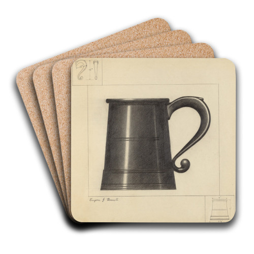 Pewter Mug by Eugene Barrell Art Drink Coaster set
