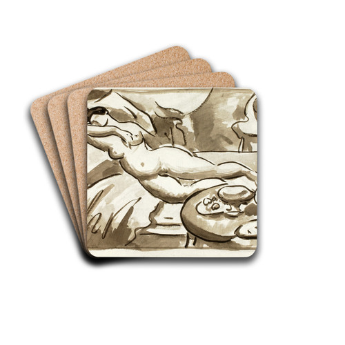 Reclining Female Nude VIII by Carl Newman Drink Coasters - set of 4