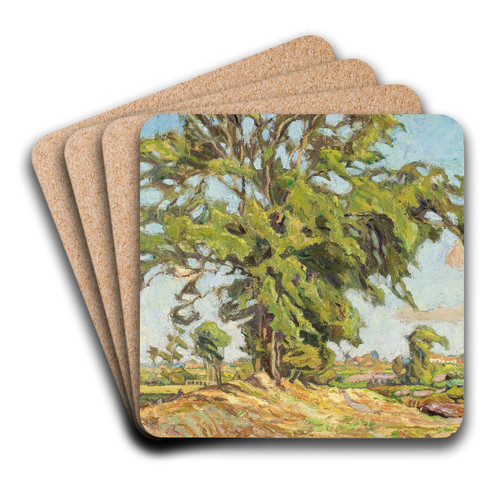 Tree Outside the Village by Nikolai Alexandrovich Tarkhov Art Drink Coaster set Tree Outside the Village by Nikolai Alexandrovich Tarkhov Art Drink Coaster set
