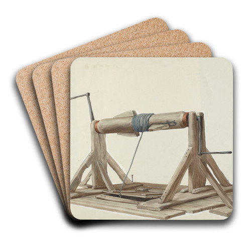 Well with Movable Beam by Majel G. Claflin Art Drink Coaster set