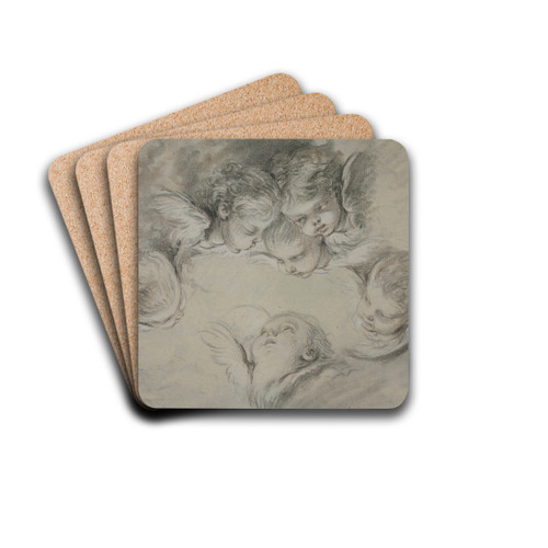 Sechs Engelskpfe in Wolken by Franois Boucher Drink Coasters - set of 4
