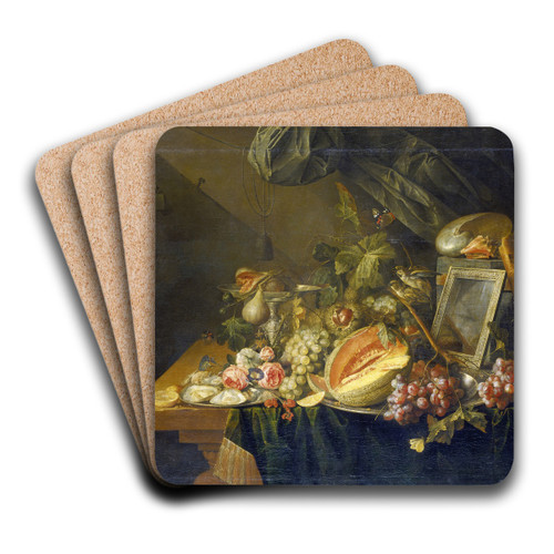 Still Life With Copulating Sparrows by Cornelis de Heem Art Drink Coaster set