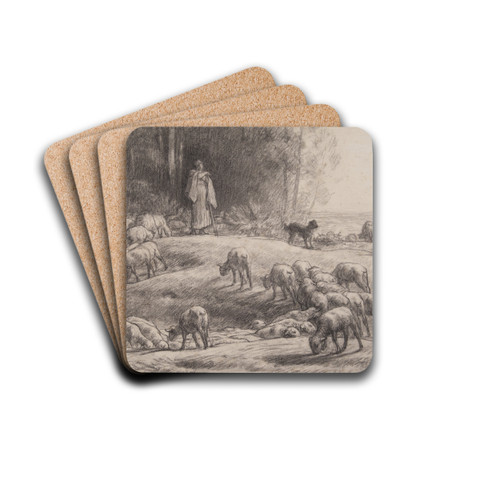 The Shepherdess by Jean-Franois Millet Drink Coasters - set of 4