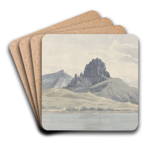 Gezicht op de kust van Pentidatilo aan de overzijde van kaap Spartivento by Abraham-Louis-Rodolphe Ducros Art Drink Coaster set