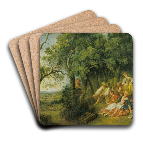 The Bird Catchers by Nicolas Lancret Art Drink Coaster set
