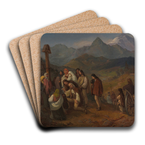 A Highlander's Funeral by Aleksander Kotsis Art Drink Coaster set
