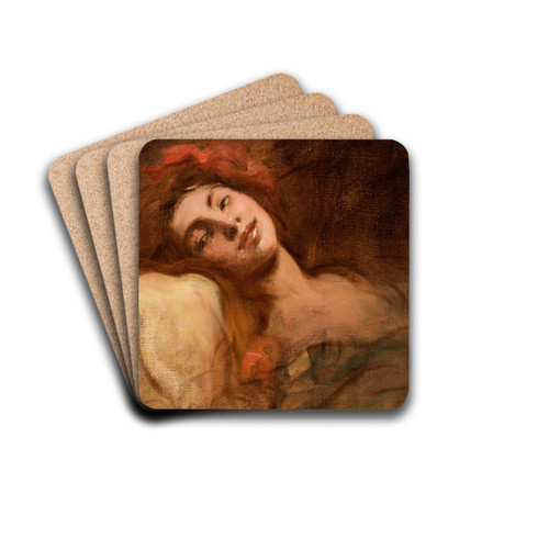 Study of a Female Head by Franciszek murko Drink Coasters - set of 4 Study of a Female Head by Franciszek murko Drink Coasters - set of 4