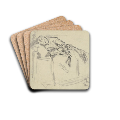 Auf dem Sofa eingeschlafene Frau by Philipp Rumpf Drink Coasters - set of 4