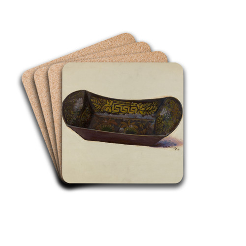 Bread or Apple Tray by Eugene Shellady Drink Coasters - set of 4 Bread or Apple Tray by Eugene Shellady Drink Coasters - set of 4