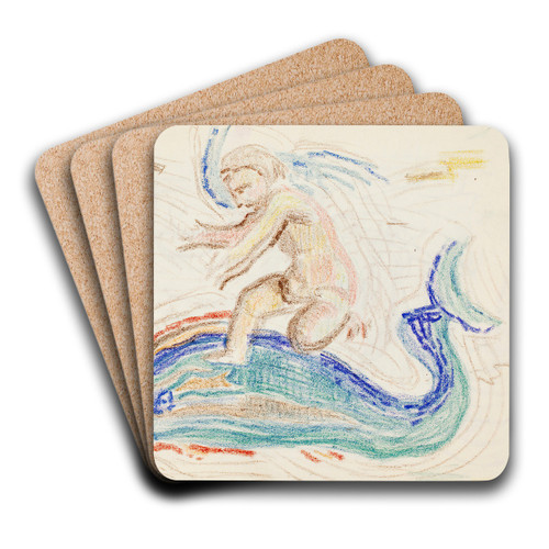 Delfiiniratsastaja, luonnos by Magnus Enckell Art Drink Coaster set