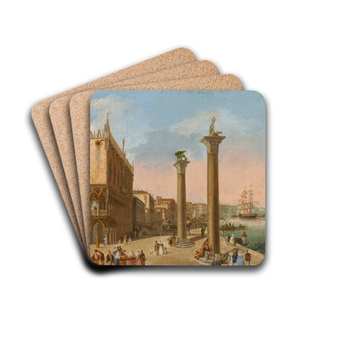 The Molo towards the Riva degli Schiavoni, Venice by Giuseppe Bernardino Bison Drink Coasters - set of 4
