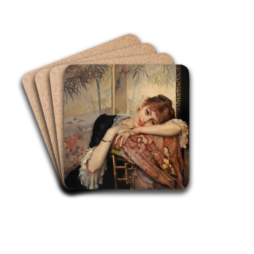 The Parisienne (Virginie) by Albert Edelfelt Drink Coasters - set of 4