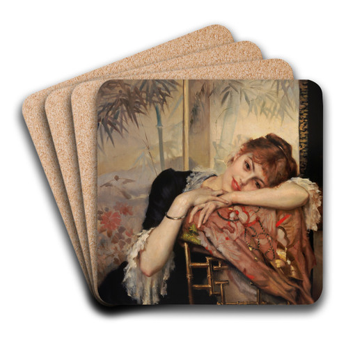 The Parisienne (Virginie) by Albert Edelfelt Art Drink Coaster set