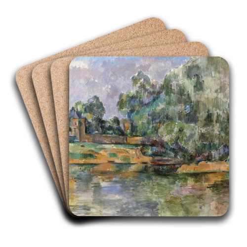 Banks of the Seine at Mdan by Paul Czanne Art Drink Coaster set