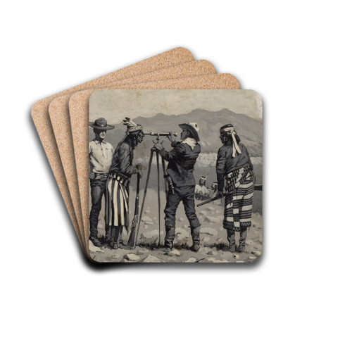 Looking Through the Telescope by Frederic Remington Drink Coasters - set of 4