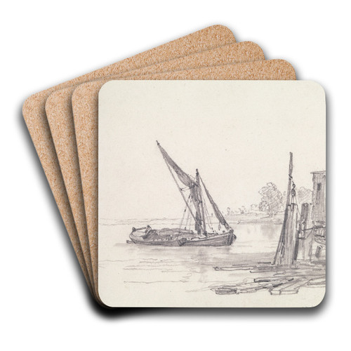 View on the Thames at Battersea by Edward William Cooke Art Drink Coaster set View on the Thames at Battersea by Edward William Cooke Art Drink Coaster set