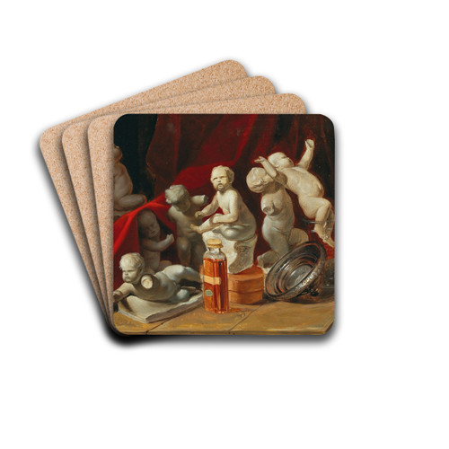 Still Life with Putti by Peter Fendi Drink Coasters - set of 4