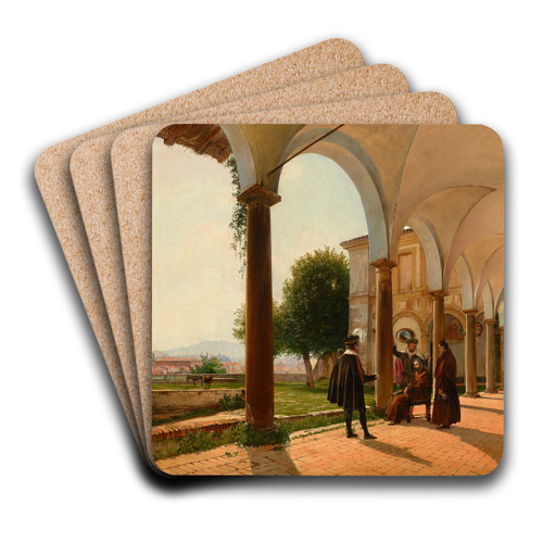 The Death of Torquato Tasso at Sant'Onofrio al Gianicolo, Rome by Rudolf von Alt Art Drink Coaster set