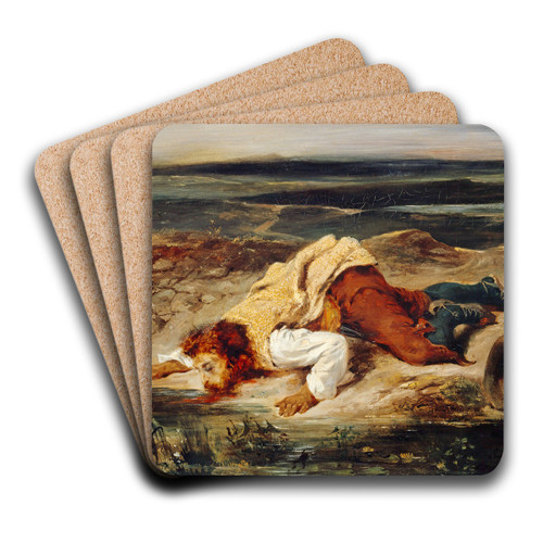 Wounded Brigand (Roman Shepherd) by Eugne Delacroix Art Drink Coaster set