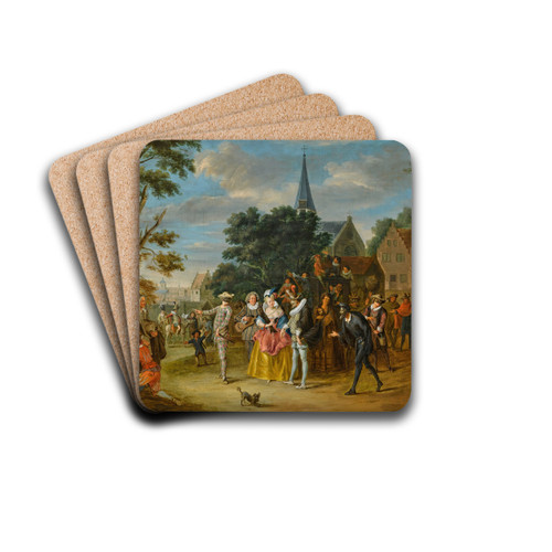 Scenefrom Commedia Dell'Arte by Pieter Angillis Drink Coasters - set of 4 Scenefrom Commedia Dell'Arte by Pieter Angillis Drink Coasters - set of 4
