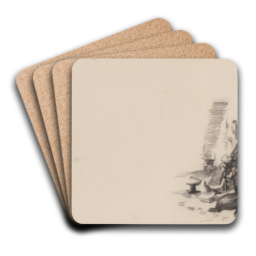 Seated Woman by James Ensor Art Drink Coaster set Seated Woman by James Ensor Art Drink Coaster set