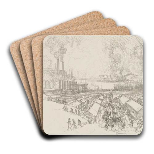 Five O'Clock by Joseph Pennell Art Drink Coaster set
