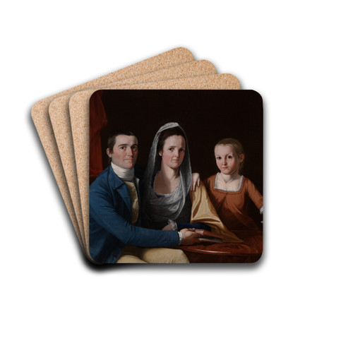 Jonathan Trumbull, Jr. with Mrs. Trumbull (Eunice Backus) and Faith Trumbull by John Trumbull Drink Coasters - set of 4