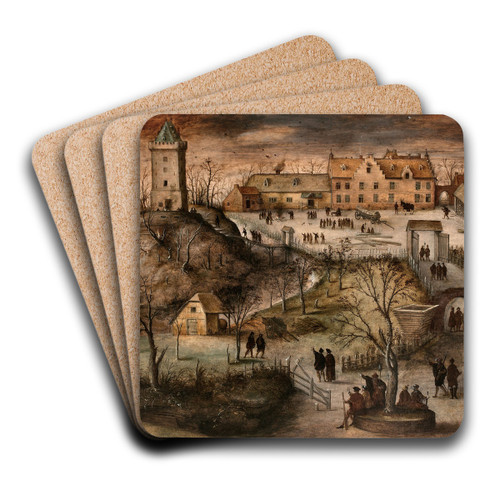 Place forte dans un paysage d'hiver by Lucas Gassel Art Drink Coaster set