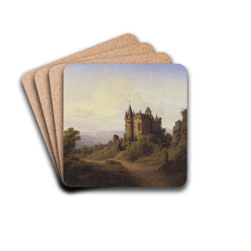 Slottet Bresheim ved Eifelfloden by Frederik Sdring Drink Coasters - set of 4