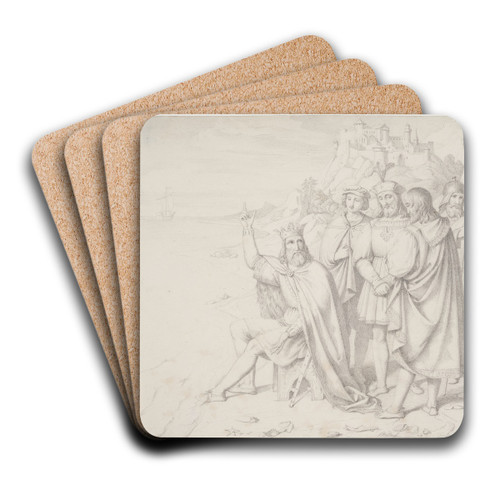 Knud den Store ved strandbredden by Johan Ludvig Lund Art Drink Coaster set