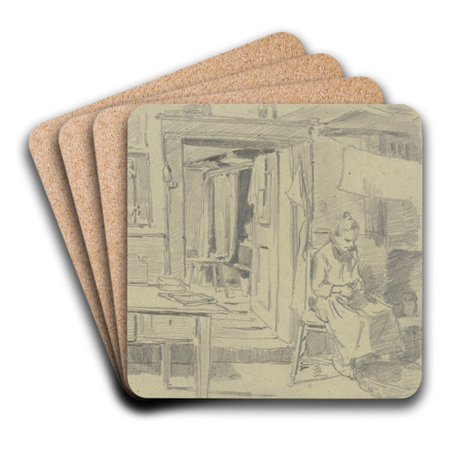 Trdurchblick mit Kartoffelschlerin by Jacob Happ Art Drink Coaster set