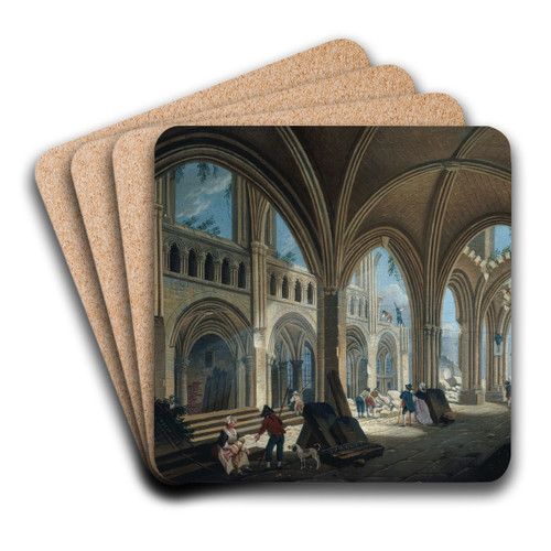 Dmolition de l'glise Saint-Jean-en-Grve, en 1800 by Pierre-Antoine Demachy Art Drink Coaster set