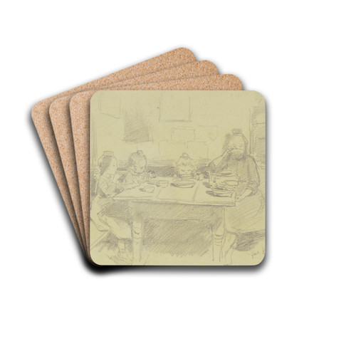 Vier Schwlmer Kinder am Tisch by Jacob Happ Drink Coasters - set of 4