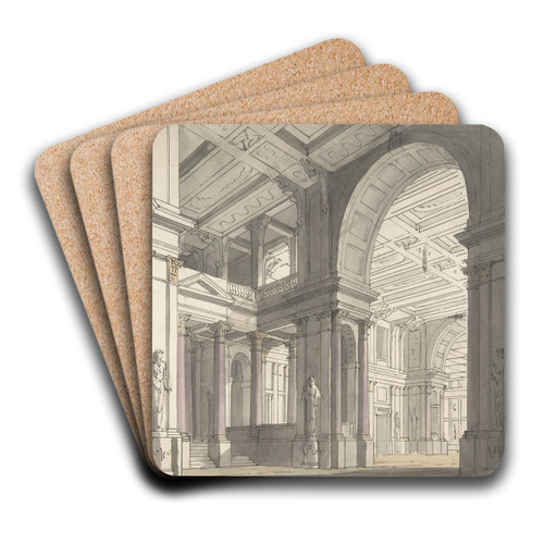 Design for a Stage set Showing the Interior of a Palace by Josef Platzer Art Drink Coaster set