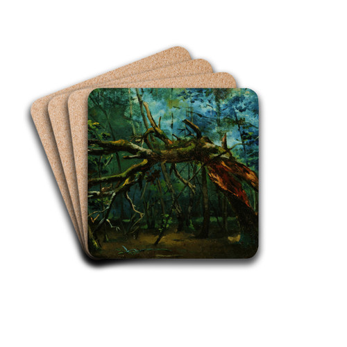 A Fallen Tree by Jean-Baptiste-Camille Corot Drink Coasters - set of 4 A Fallen Tree by Jean-Baptiste-Camille Corot Drink Coasters - set of 4
